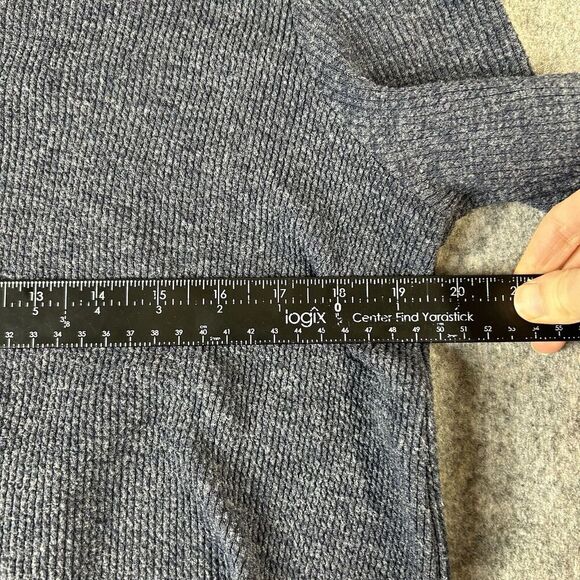 Clara Sun Woo Tunic Top Womens Medium Cowl Neck Rib Knit Blue Made In USA - Picture 5 of 8